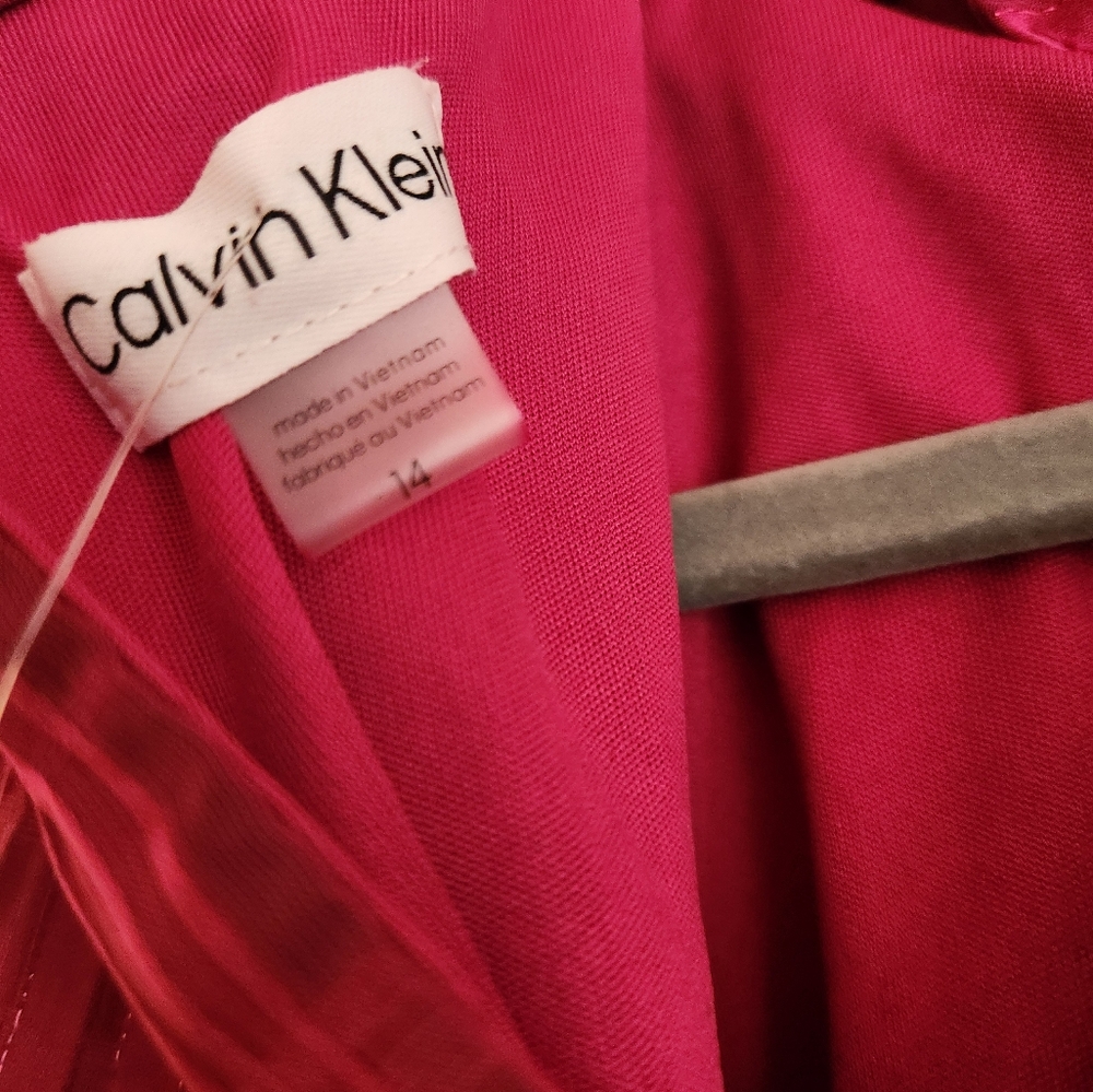 Calvin Klein Womens Metallic Bell Sleeve Shift Dress Pink Size 14 - Picture 5 of 9